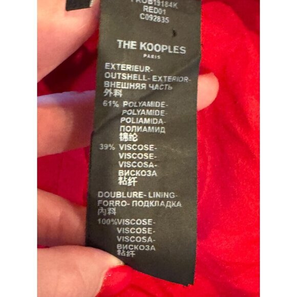 The Kooples Dress Women Large Red‎ Velvet Animal Print Puff Sleeve Mini Party - Picture 13 of 14